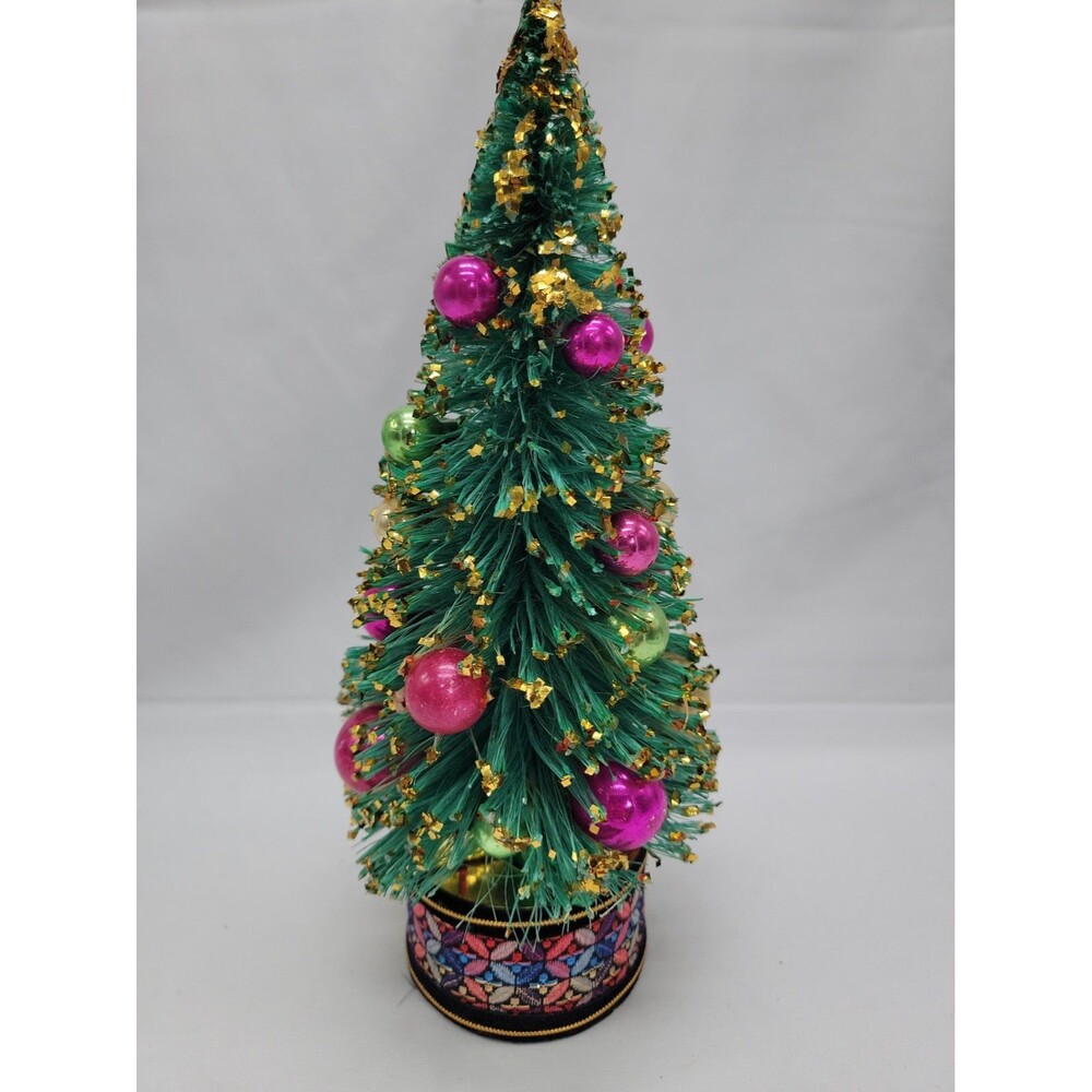 Vintage Holt Howard Bottle Brush Tree With Mercury Glass Ornaments 10.5"